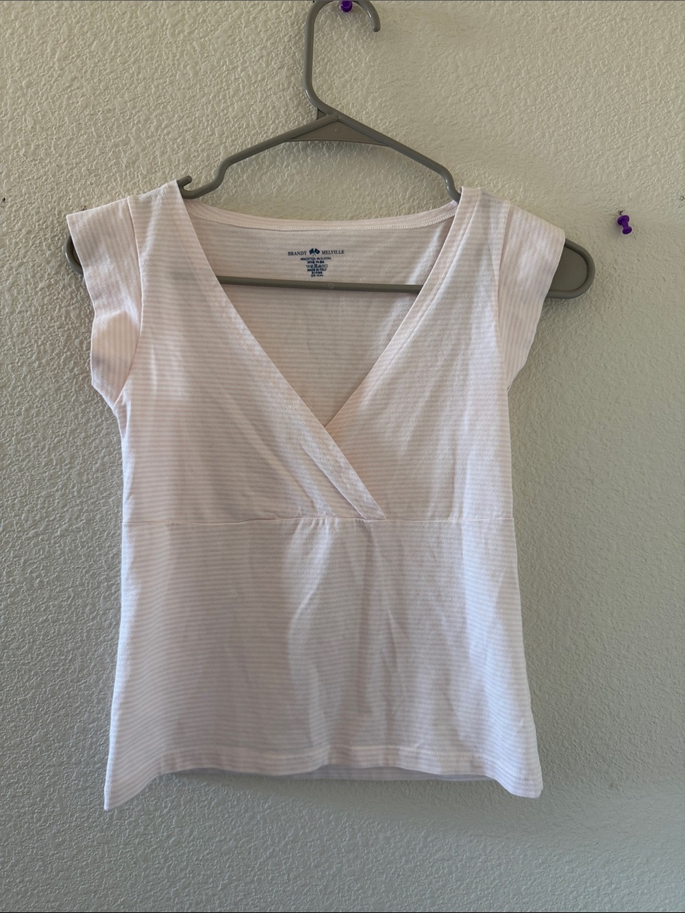 Brandy Melville light pink striped Amara tank top